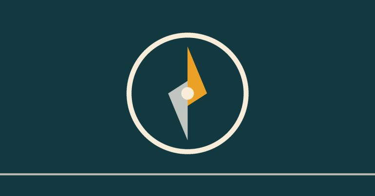 A compass with its needle pointing north in dawn gold.