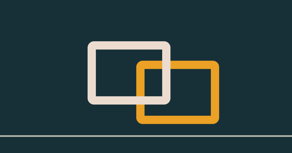 Two square links interlocked, one pale and one dawn gold.